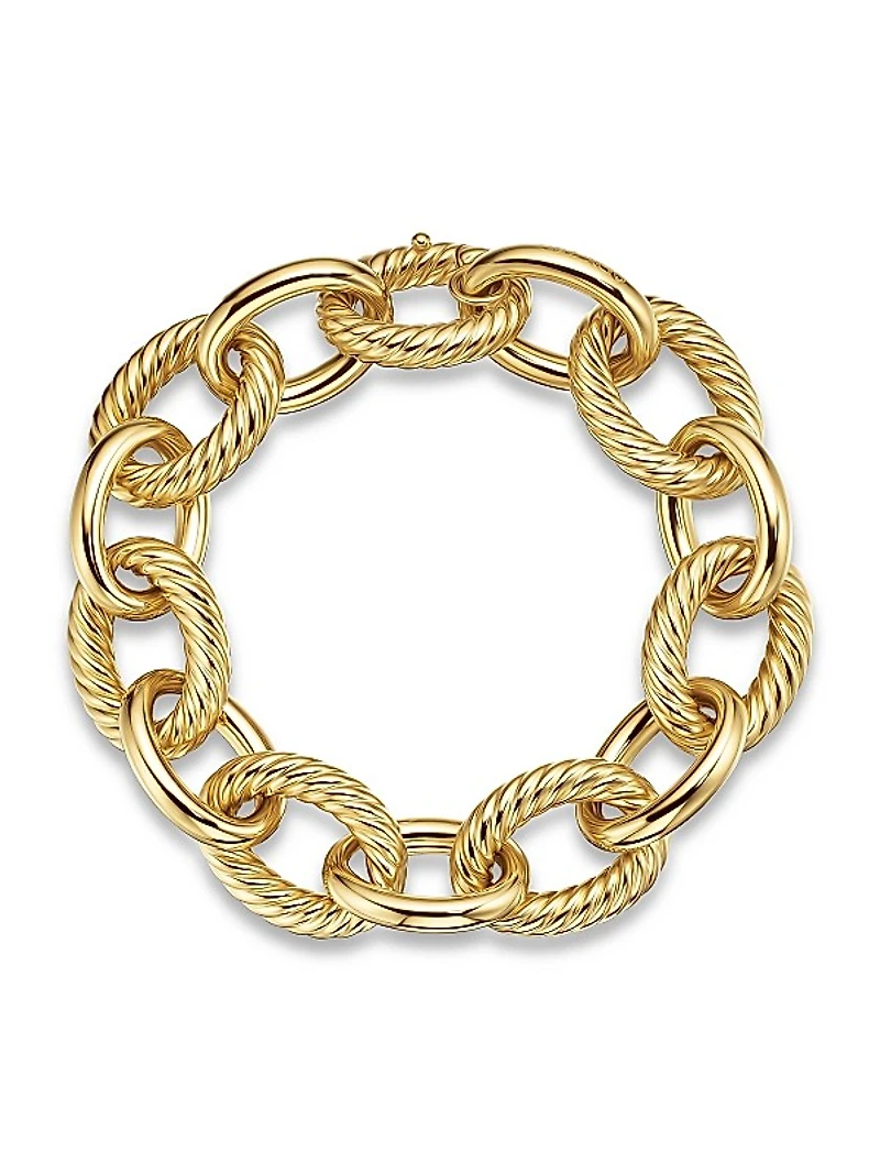 Oval Link Chain Bracelet in 18K Yellow Gold, 17MM