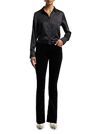 Ali Velvet Low-Rise Flared Jeans