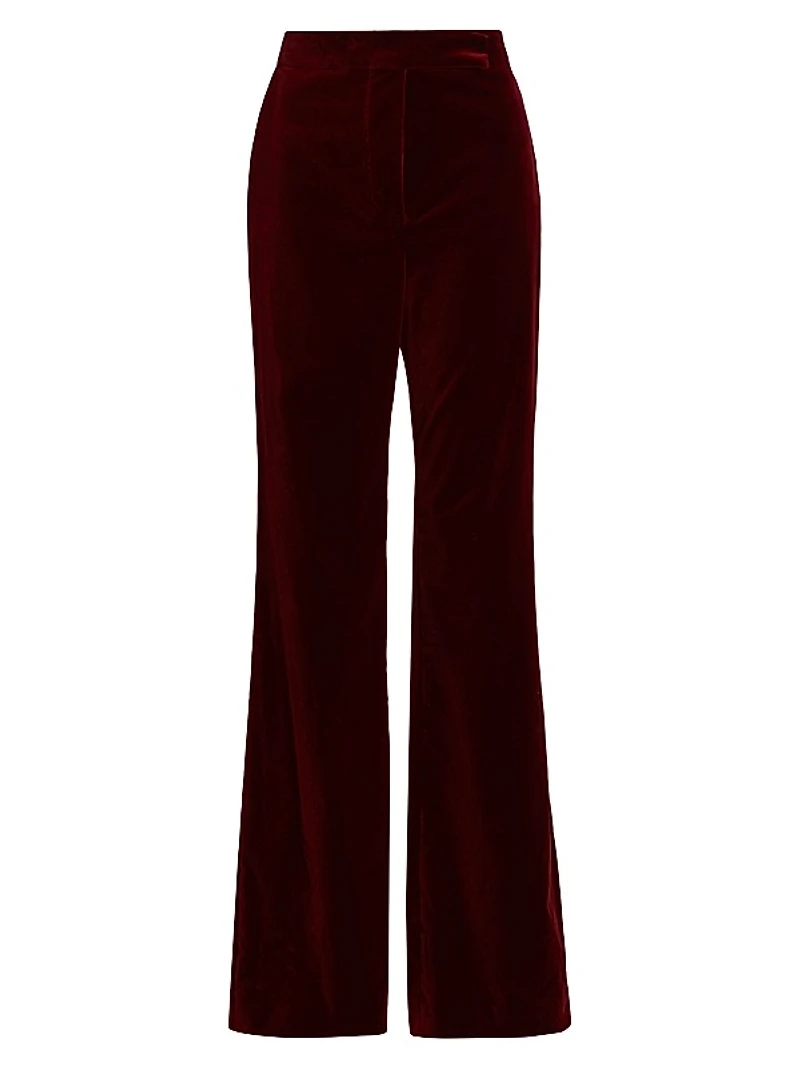 Aceto Velvet High-Rise Straight-Leg Pants