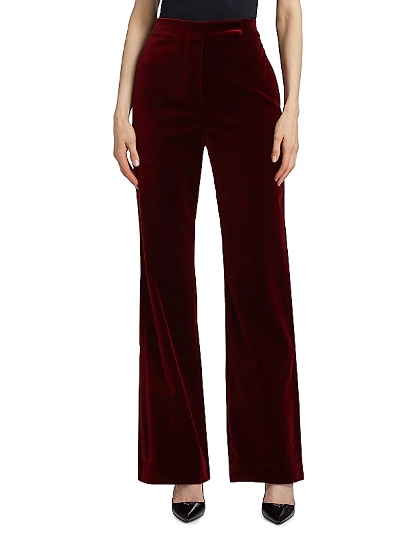 Aceto Velvet High-Rise Straight-Leg Pants