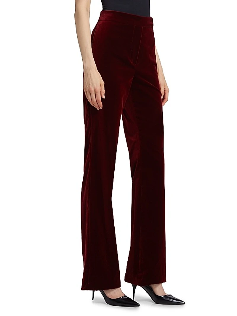 Aceto Velvet High-Rise Straight-Leg Pants