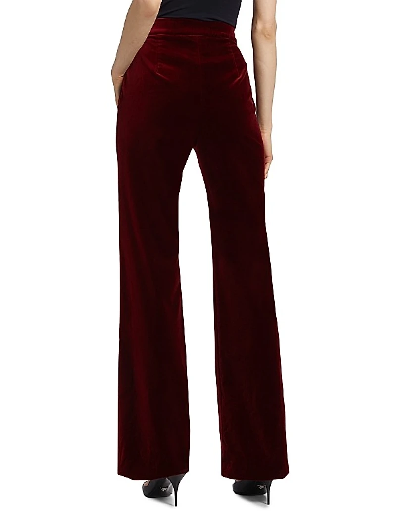Aceto Velvet High-Rise Straight-Leg Pants