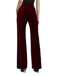 Aceto Velvet High-Rise Straight-Leg Pants