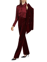 Aceto Velvet High-Rise Straight-Leg Pants