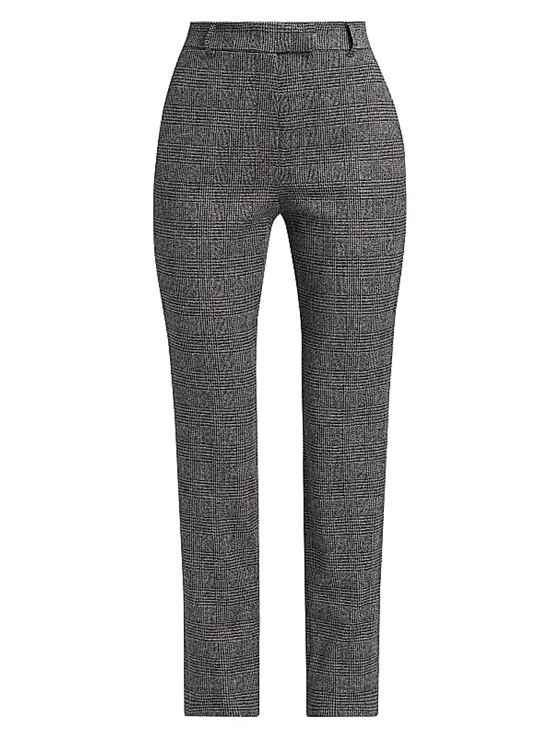 Gerico Plaid High-Rise Straight-Leg Pants