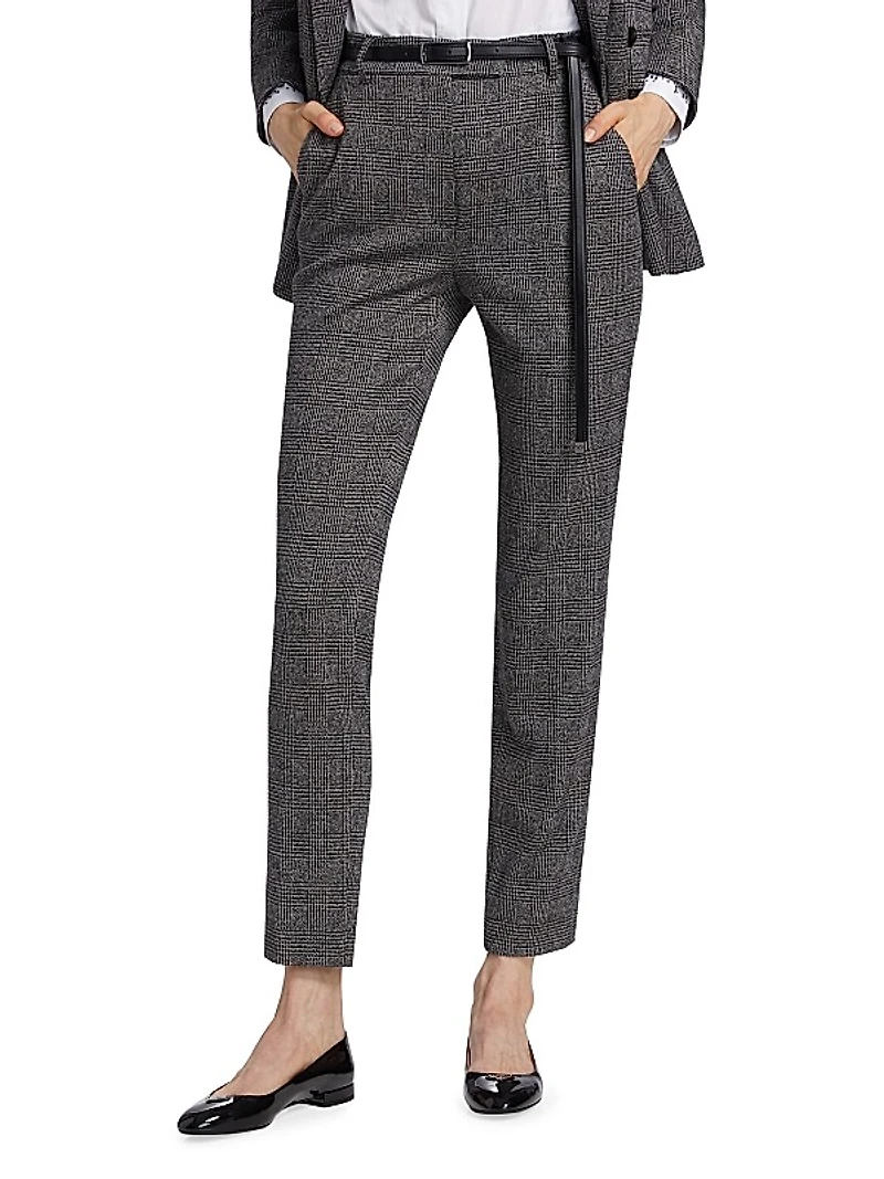 Gerico Plaid High-Rise Straight-Leg Pants