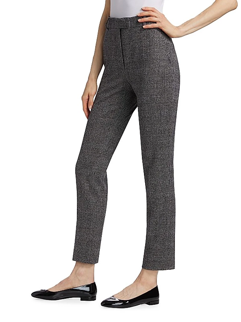 Gerico Plaid High-Rise Straight-Leg Pants