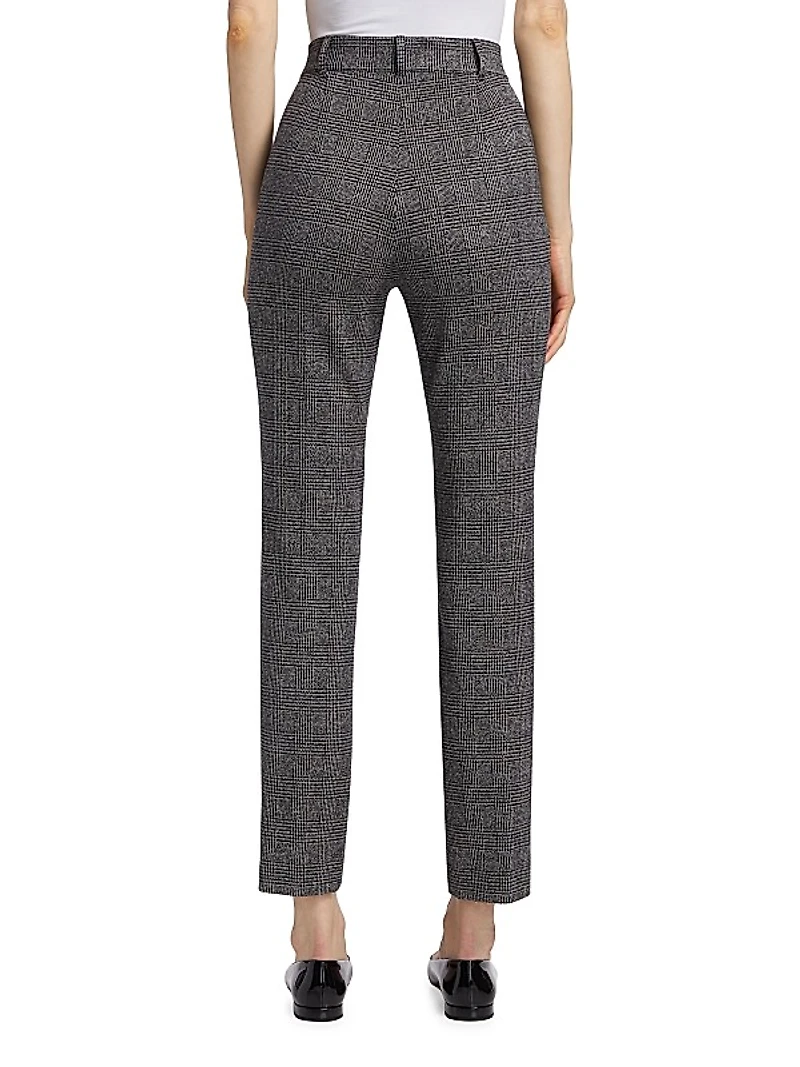 Gerico Plaid High-Rise Straight-Leg Pants