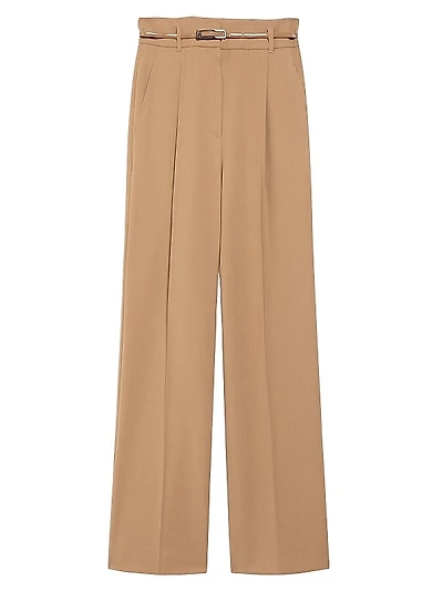 Marusca Belted Wool High-Rise Straight-Leg Pants