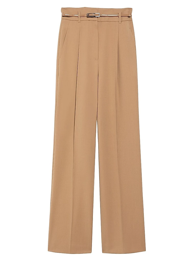 Marusca Belted Wool High-Rise Straight-Leg Pants