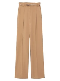 Marusca Belted Wool High-Rise Straight-Leg Pants