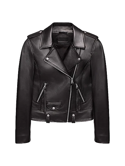 Mergo Tonal Leather Biker Jacket