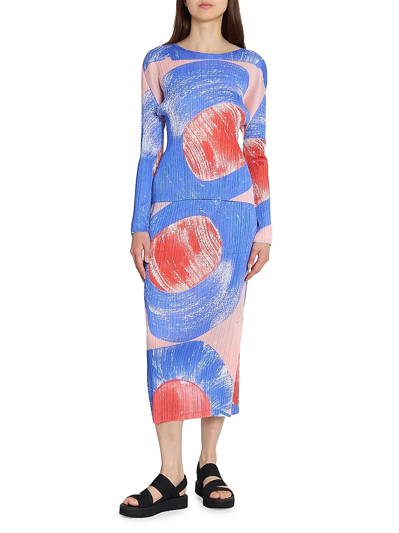 Backlight Plissé Midi-Skirt