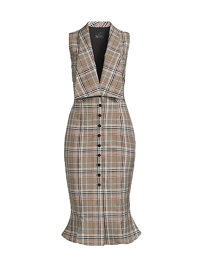 Vivi Plaid Sleeveless Midi-Dress