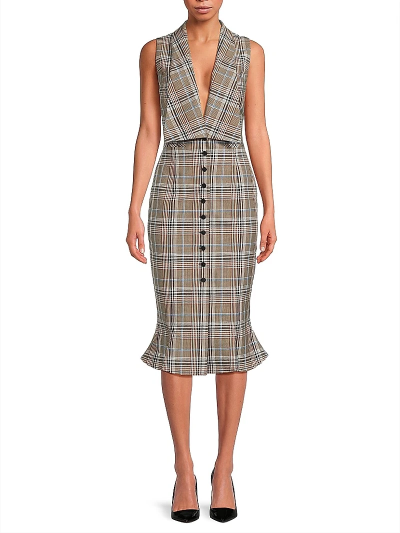 Vivi Plaid Sleeveless Midi-Dress