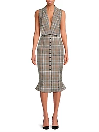 Vivi Plaid Sleeveless Midi-Dress