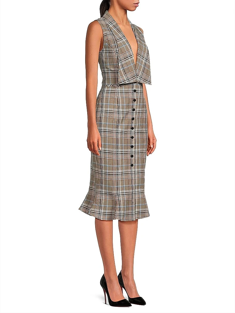Vivi Plaid Sleeveless Midi-Dress