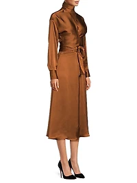 Joi Satin Wrap Midi-Dress