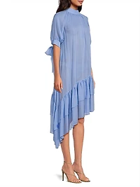 Karen Silk Asymmetric Midi-Dress