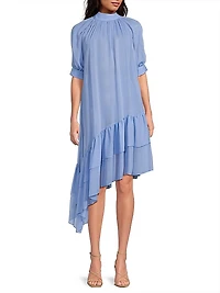 Karen Silk Asymmetric Midi-Dress