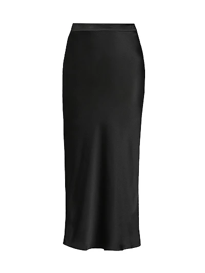 Bias-Cut Satin Midi-Skirt