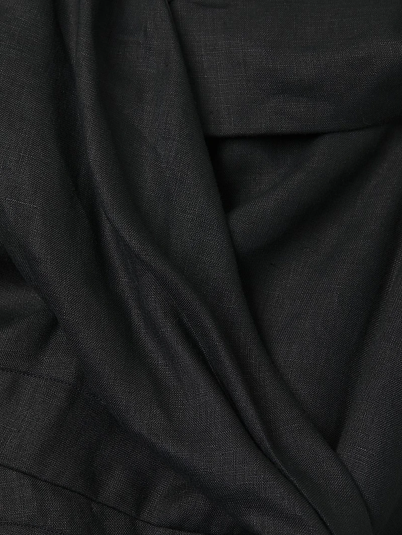 Toni Linen Asymmetric Off-The-Shoulder Midi-Dress