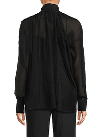 Poet Cotton-Silk Mock-Neck Blouse