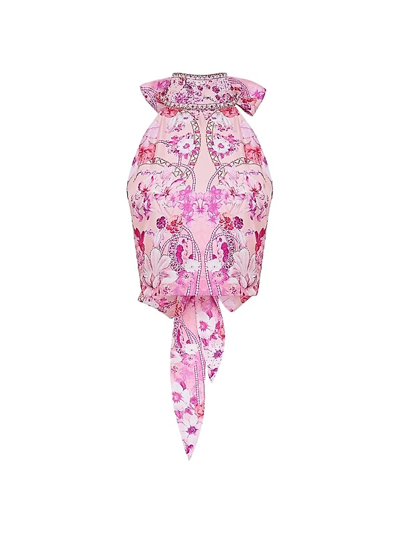 Botanical Silk Halter Top