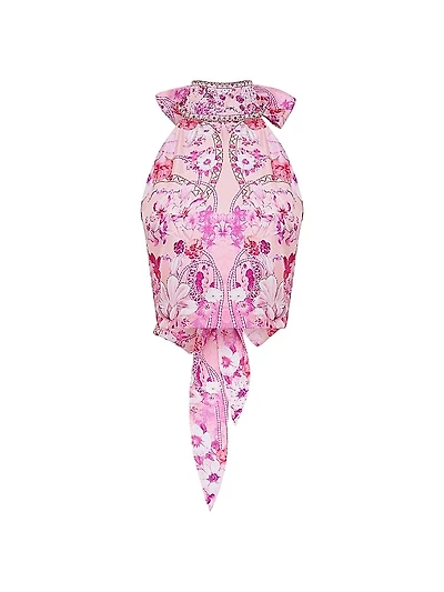 Botanical Silk Halter Top