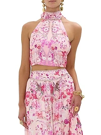 Botanical Silk Halter Top
