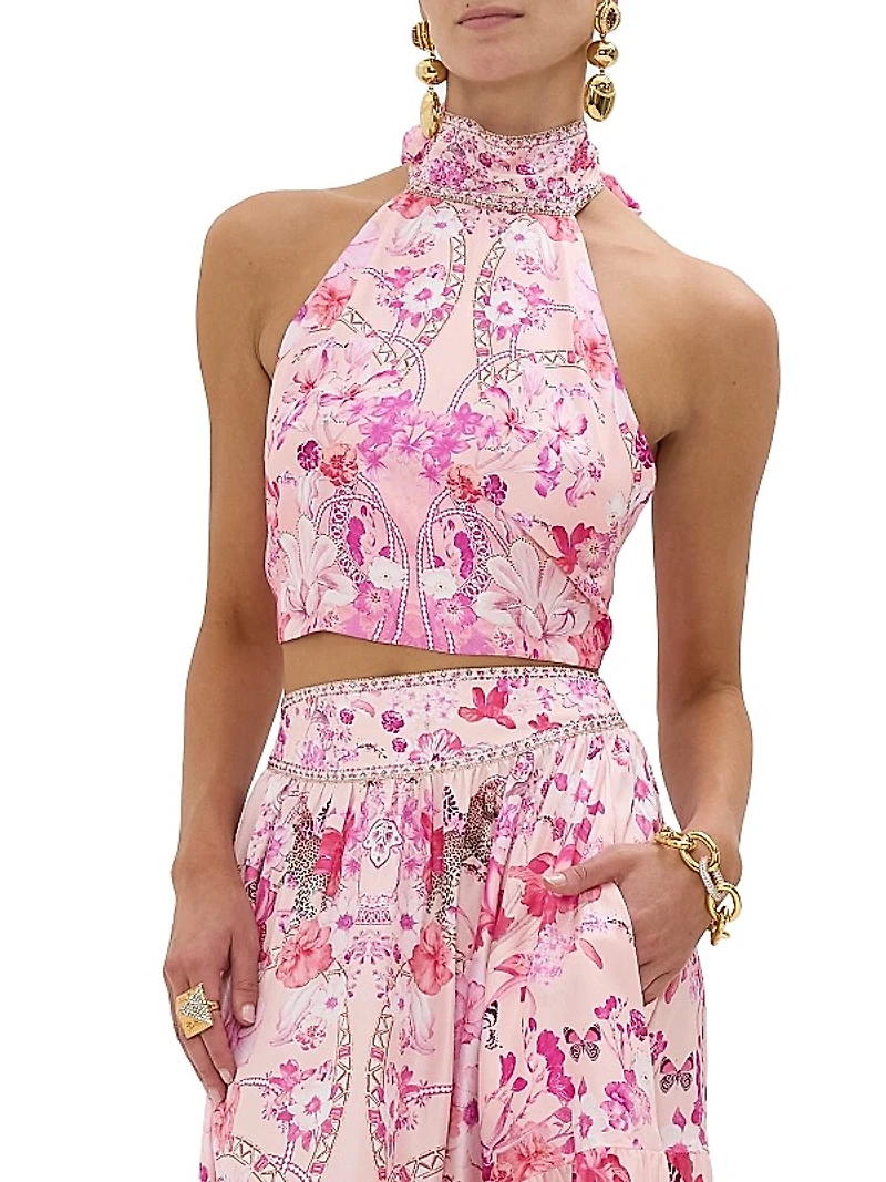 Botanical Silk Halter Top