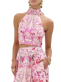 Botanical Silk Halter Top