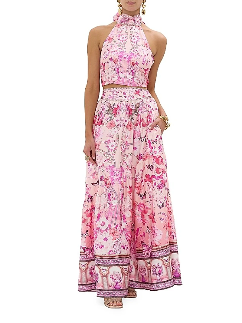 Botanical Silk Halter Top