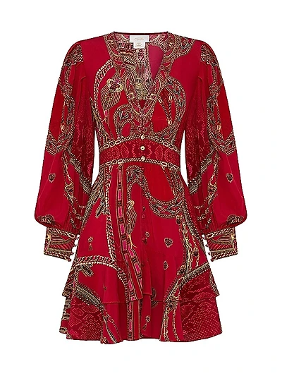 Printed V-Neck Minidress