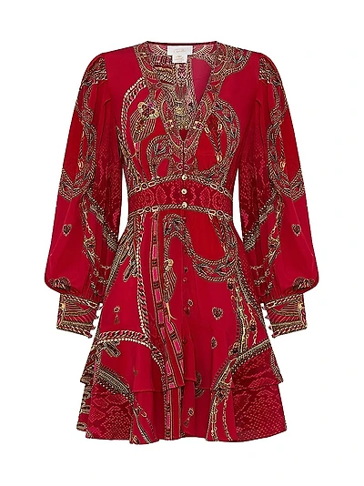 Printed V-Neck Minidress