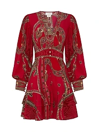 Printed V-Neck Minidress