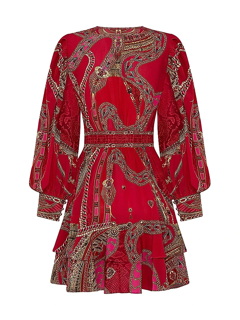 Printed V-Neck Minidress