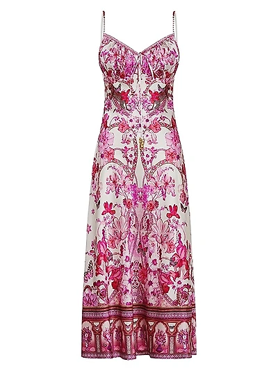 Botanical Silk Bias-Cut Slipdress