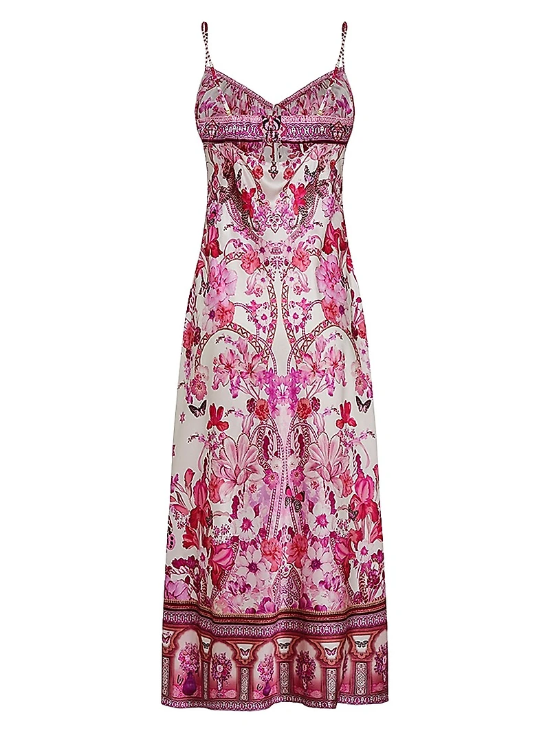 Botanical Silk Bias-Cut Slipdress