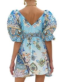 Printed Linen & Silk Minidress