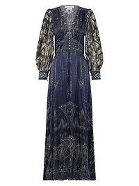 Egypt Silk Empire-Waist Maxi Dress