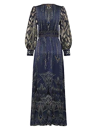 Egypt Silk Empire-Waist Maxi Dress