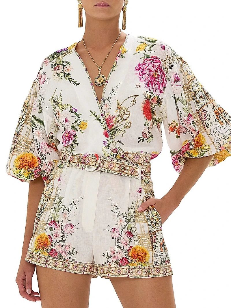 Floral Linen Crop Top