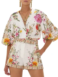 Floral Linen Crop Top