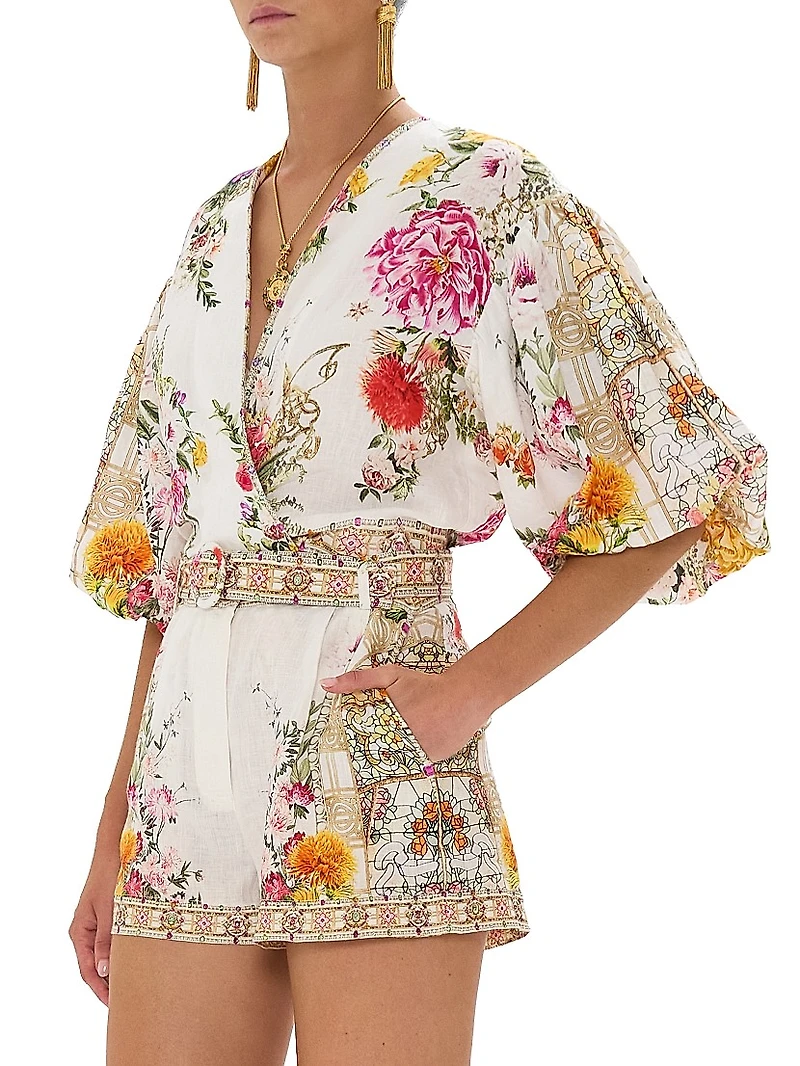 Floral Linen Crop Top