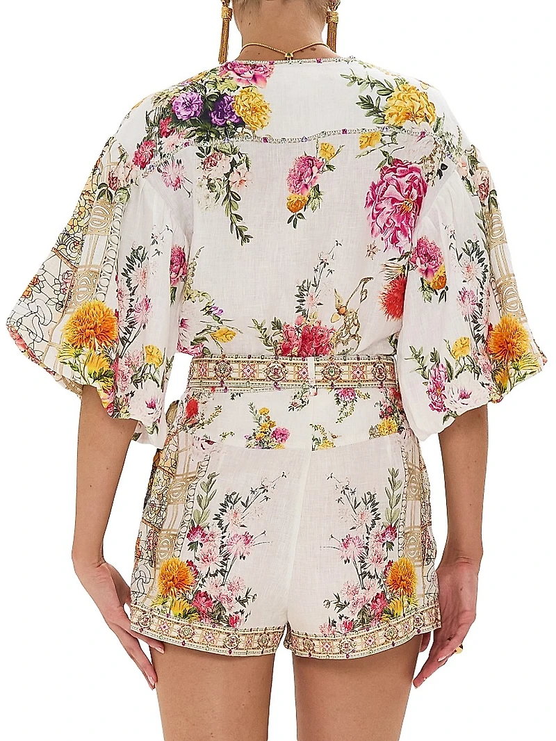 Floral Linen Crop Top