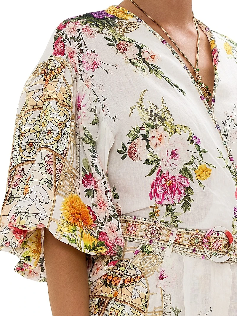 Floral Linen Crop Top