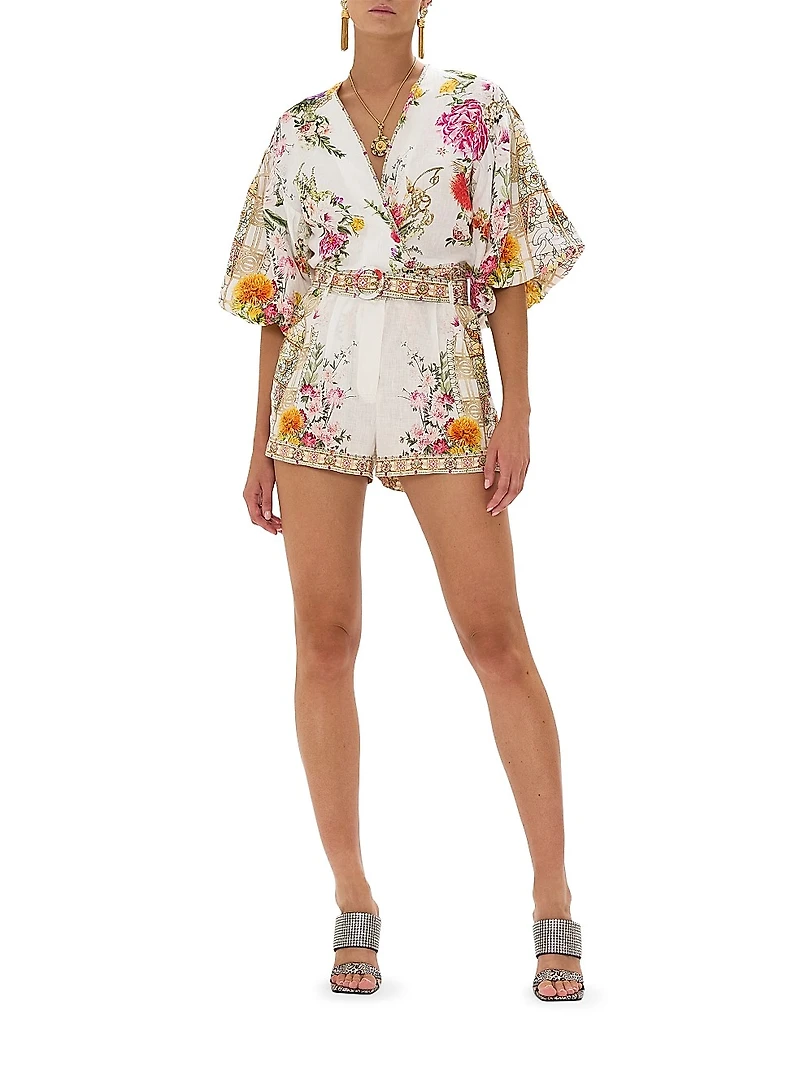 Floral Linen Crop Top