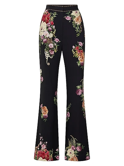 Adorned Floral Flared Pants