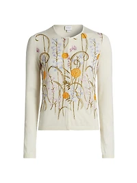 Embroidered Floral Cashmere-Silk Cardigan
